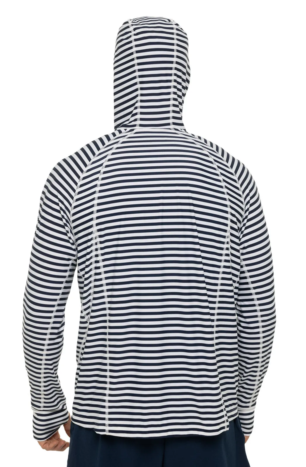 Men's Ocala Swim Hoodie  |  White/Navy Stripe