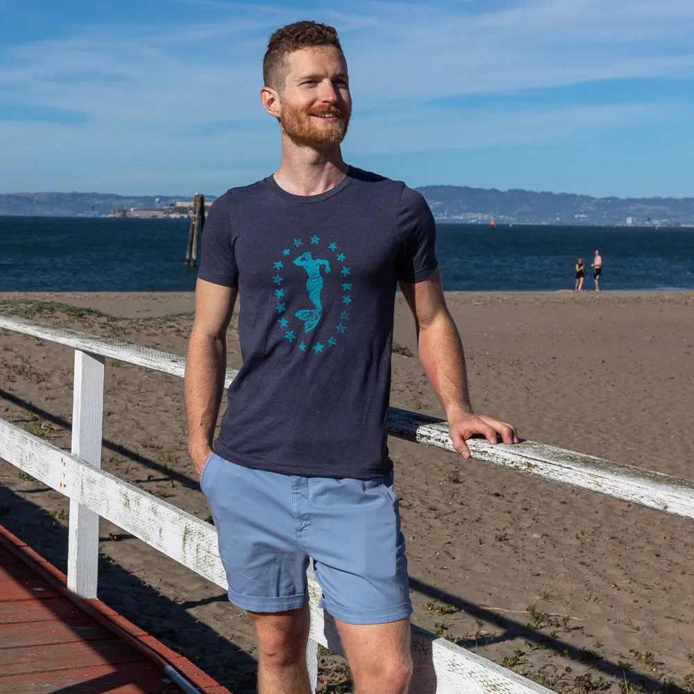 Provincetown Navy Blue Lounging Merman Tee - Made In USA